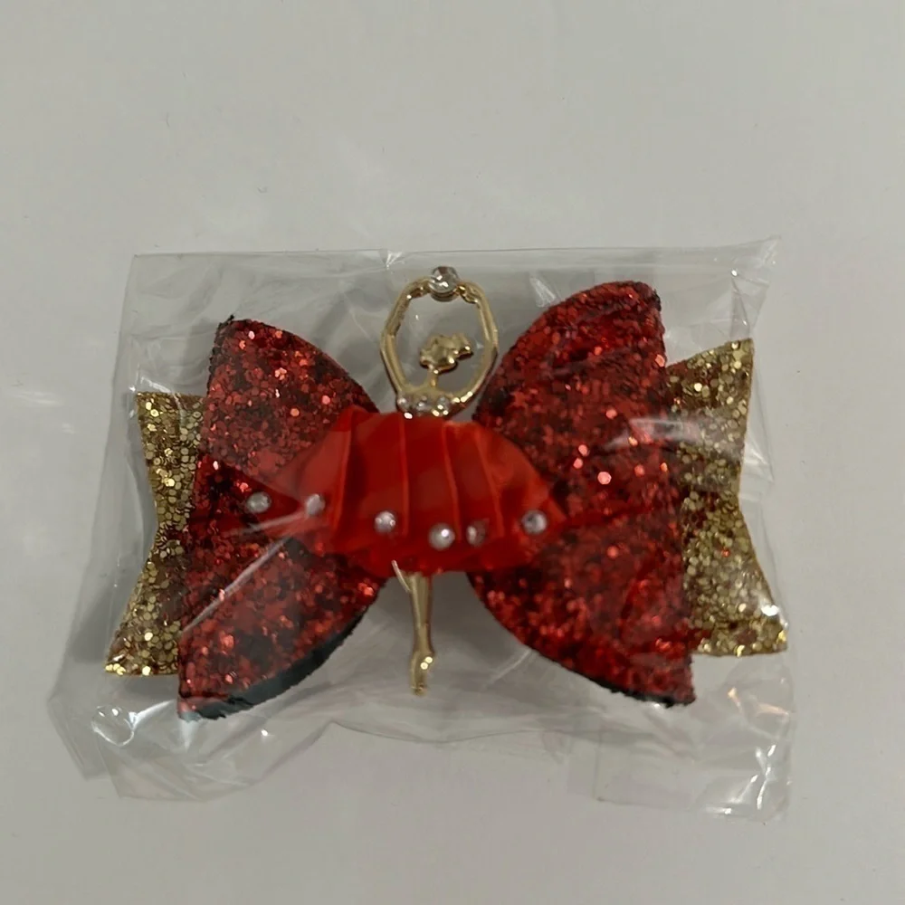Girls Red Sparkly Ballerina Hair Clip Barrette